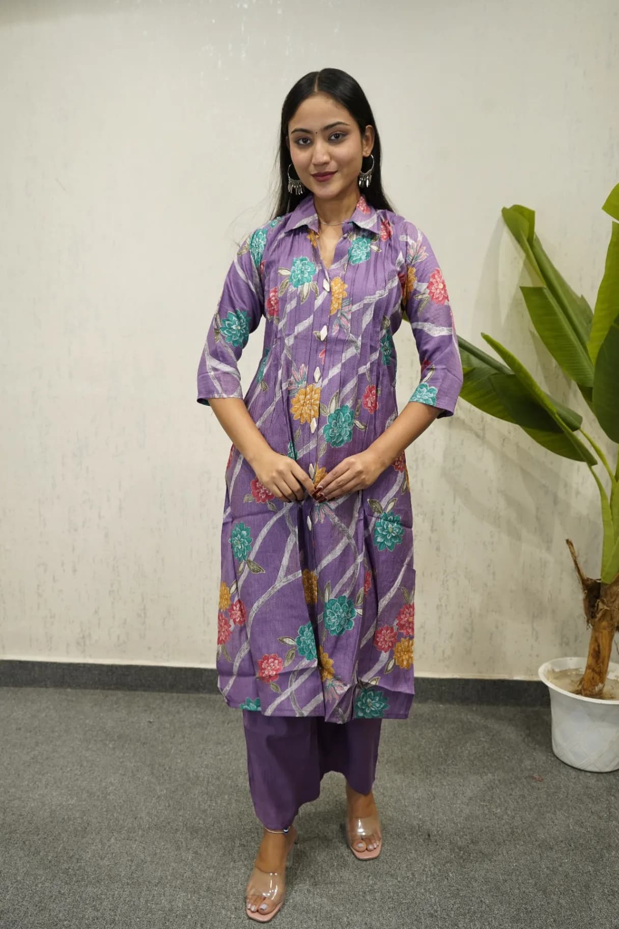 Floral Shirt-Style Kurti