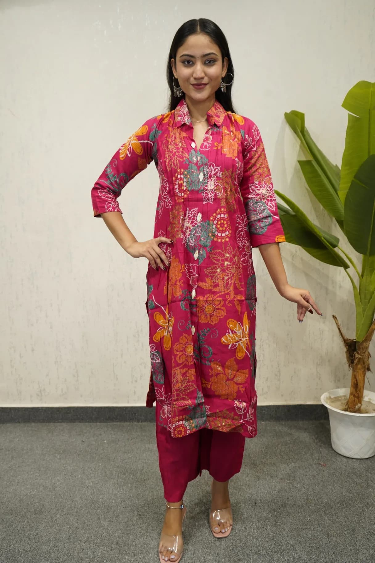 Floral Shirt-Style Kurti