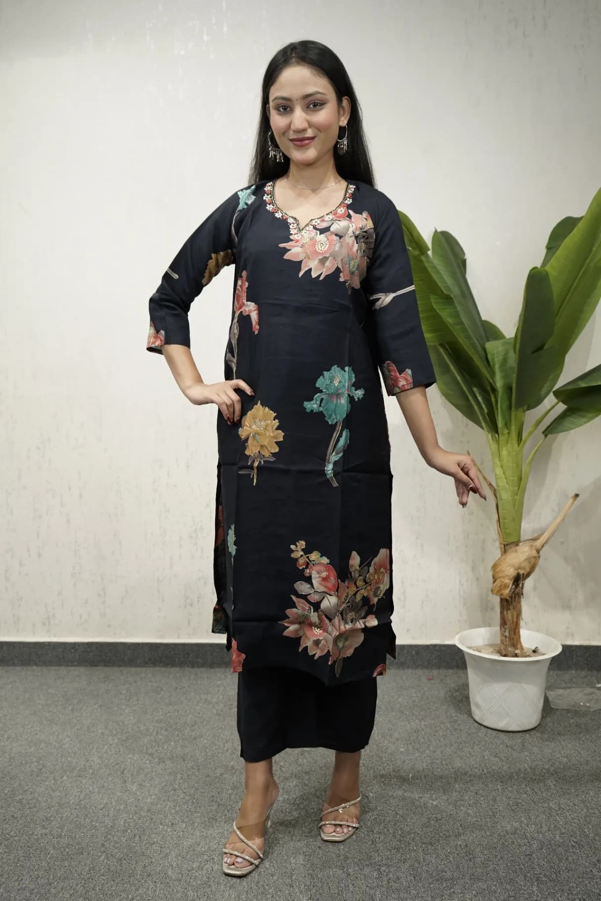 Floral Straight Kurti Set