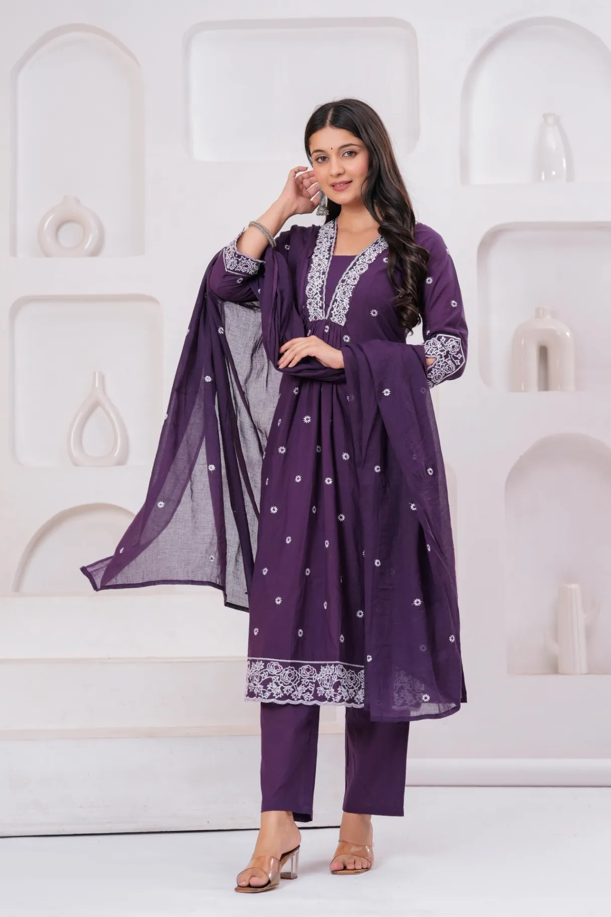 Embroidered Straight Kurti Set