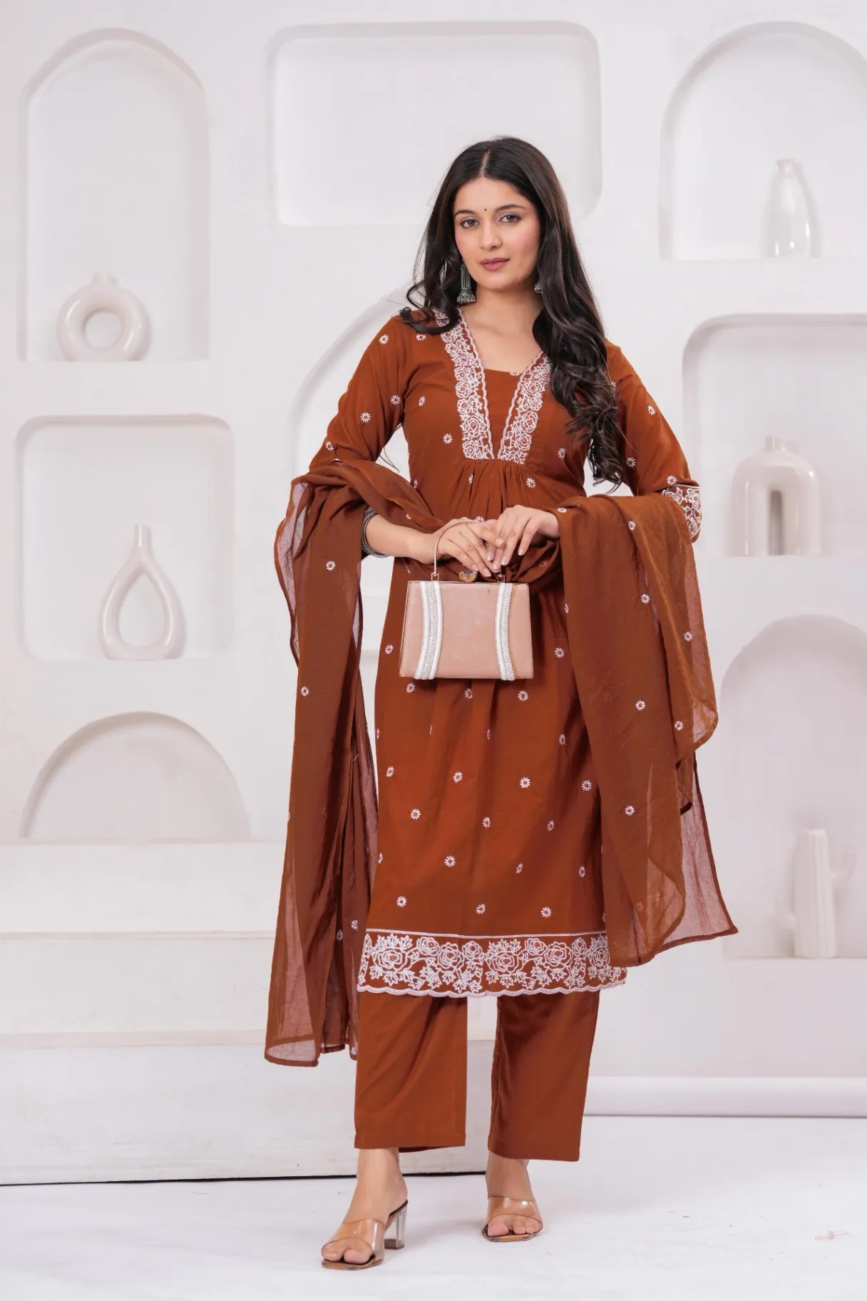 Embroidered Straight Kurti Set