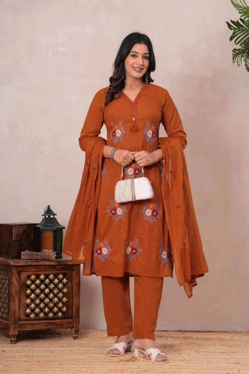 Embroidered Straight Kurti Set